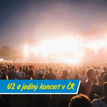 Bono, česká vlajka a davy fanoušků na Strahově