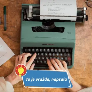 Psací stroj místo odznaku